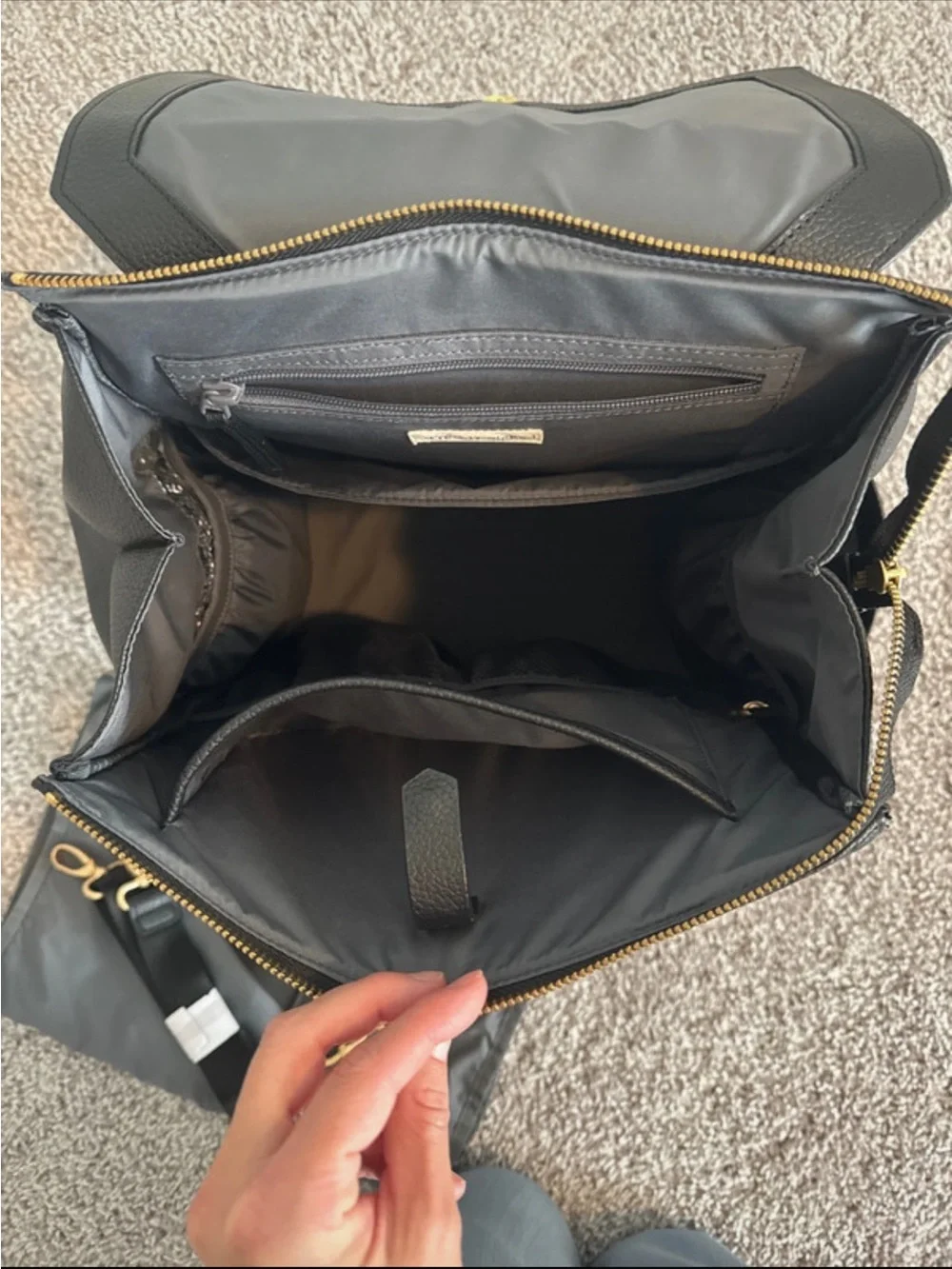 Freshly Picked Black Faux Leather Backpack with additional accessories included
